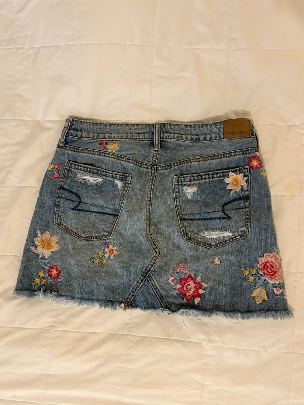 American Eagle Floral Embroidered Jean Skirt - Picture 2 of 4